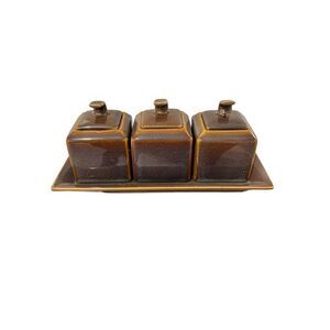 Bombay three-piece ceramic canister set with Tray